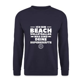 Ich Bin Beach Volleyballer Was Sind Deine - Unisex Pullover - Navy - Vorne - Alina (178cm) & Michal (187cm)