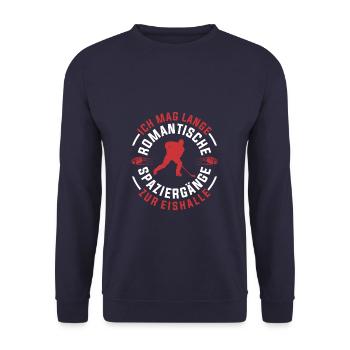Ich Mag Romantische Spaziergänge Zur Eishalle - Unisex Pullover - Navy - Vorne - Alina (178cm) & Michal (187cm)