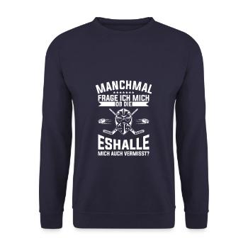 Manchmal Frage Ich Mich Ob Die Eishalle - Unisex Pullover - Navy - Vorne - Alina (178cm) & Michal (187cm)
