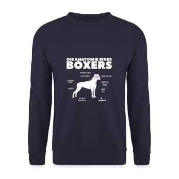 Die Anatomie Eines Boxers Hundebesitzer Deutscher - Unisex Pullover - Navy - Vorne - Alina (178cm) & Michal (187cm)