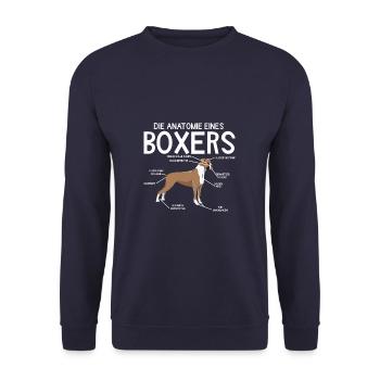 Die Anatomie Eines Boxers Hundebesitzer Deutscher - Unisex Pullover - Navy - Vorne - Alina (178cm) & Michal (187cm)