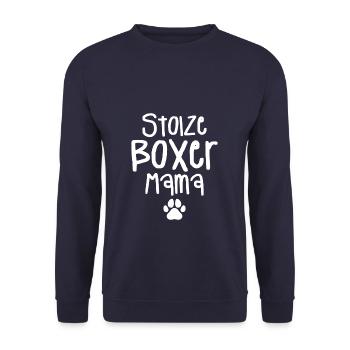 Stolze Boxer Mama Hundebesitzer Hundeliebhaber - Unisex Pullover - Navy - Vorne - Alina (178cm) & Michal (187cm)