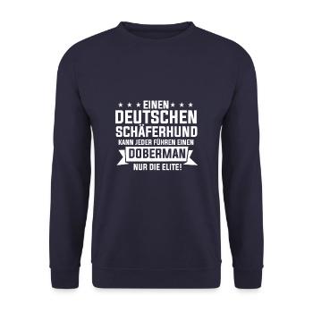 Ein Dobermann Kann Nur Die Elite Führen - Unisex Pullover - Navy - Vorne - Alina (178cm) & Michal (187cm)