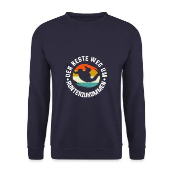 Der Beste Weg Um Runter Zu Kommen - Unisex Pullover - Navy - Vorne - Alina (178cm) & Michal (187cm)