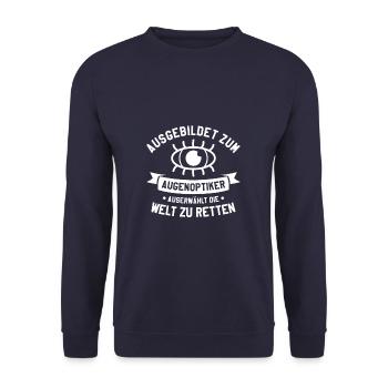 Ausgebildet Zum Augenoptiker Augenarzt Optometrist - Unisex Pullover - Navy - Vorne - Alina (178cm) & Michal (187cm)