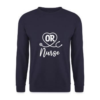 OP-Krankenschwester Medical RN OP-Krankenschwestern - Unisex Pullover - Navy - Vorne - Alina (178cm) & Michal (187cm)