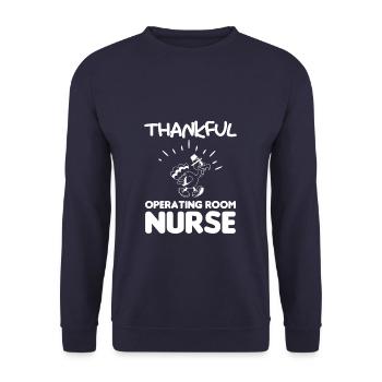 Dankbare OP-Krankenschwester Thanksgiving RN - Unisex Pullover - Navy - Vorne - Alina (178cm) & Michal (187cm)