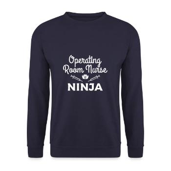 OP-Krankenschwester Ninja ODER registrierte Krankenschwestern RN - Unisex Pullover - Navy - Vorne - Alina (178cm) & Michal (187cm)
