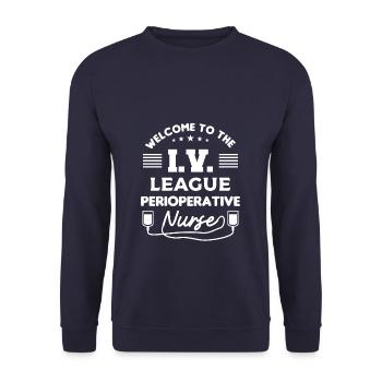 Bienvenue à l’infirmière périopératoire de la Ligue I.V. OU - Sweat-shirt Unisexe - marine - Devant - Alina (178cm) & Michal (187cm)