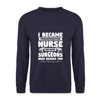 Je suis devenue infirmière périopératoire parce que les chirurgiens ont besoin - Sweat-shirt Unisexe - marine - Devant - Alina (178cm) & Michal (187cm)