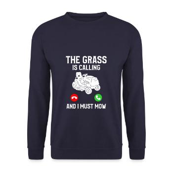 L’herbe m’appelle et je dois tondre la tonte de la pelouse - Sweat-shirt Unisexe - marine - Devant - Alina (178cm) & Michal (187cm)