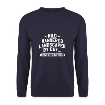 Mild Mannered Landscaper By Day Superdad By Night - Unisex Sweatshirt - navy - Front - Alina (178cm) & Michal (187cm)