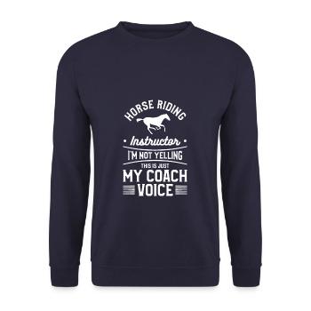 Reitlehrer Ich schreie nicht Pferd - Unisex Pullover - Navy - Vorne - Alina (178cm) & Michal (187cm)