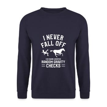Ich falle nie herunter Ich mache pferdegestützte Zufallswahl - Unisex Pullover - Navy - Vorne - Alina (178cm) & Michal (187cm)