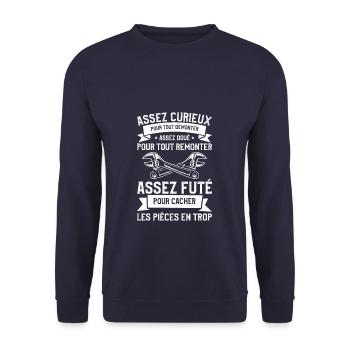 Assez Curieux Pour Tout Démonter Assez Doué - Sweat-shirt Unisexe - marine - Devant - Alina (178cm) & Michal (187cm)