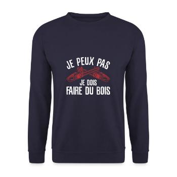 Je Peux Pas Je Dois Faire Du Bois Bûcheron - Sweat-shirt Unisexe - marine - Devant - Alina (178cm) & Michal (187cm)