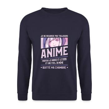 I don't always watch anime sometimes I eat - Unisex Sweatshirt - navy - Front - Alina (178cm) & Michal (187cm)