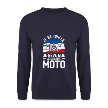 Je Ne Ronfle Pas Je Rêve Que Je Suis Une Moto - Sweat-shirt Unisexe - marine - Devant - Alina (178cm) & Michal (187cm)