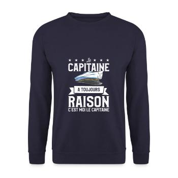 Le Capitaine A Toujours Raison Ç'est Moi Le - Sweat-shirt Unisexe - marine - Devant - Alina (178cm) & Michal (187cm)