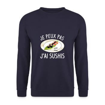 Je Peux Pas J'ai Sushis Sushi Cuisine Japonaise - Sweat-shirt Unisexe - marine - Devant - Alina (178cm) & Michal (187cm)