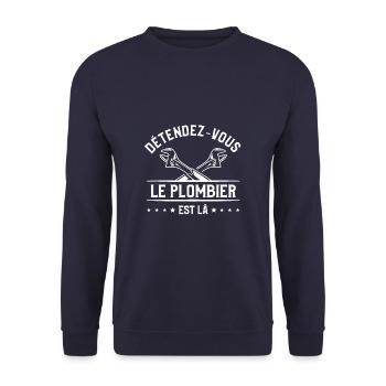 Détendez-Vous Le Plombier Est Là Plomberie - Sweat-shirt Unisexe - marine - Devant - Alina (178cm) & Michal (187cm)