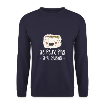 Je Peux Pas J'ai Sushis Sushi Cuisine Japonaise - Sweat-shirt Unisexe - marine - Devant - Alina (178cm) & Michal (187cm)