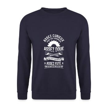 Assez Curieux Pour Tout Démonter Assez Doué - Sweat-shirt Unisexe - marine - Devant - Alina (178cm) & Michal (187cm)