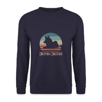 Vintage Retro Old English Sheepdog Dog Lover - Sweat-shirt Unisexe - marine - Devant - Alina (178cm) & Michal (187cm)