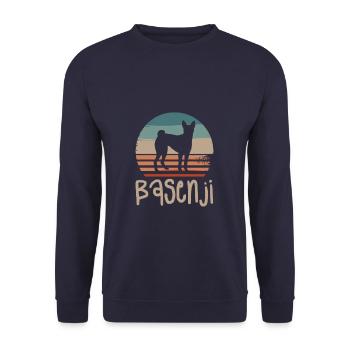 Vintage Retro Basenji Hundeliebhaber - Unisex Pullover - Navy - Vorne - Alina (178cm) & Michal (187cm)