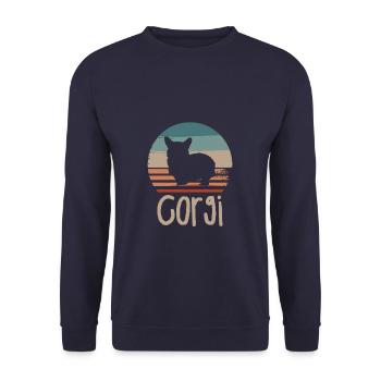 Vintage Retro Corgi Corgis Dog Lover - Sweat-shirt Unisexe - marine - Devant - Alina (178cm) & Michal (187cm)