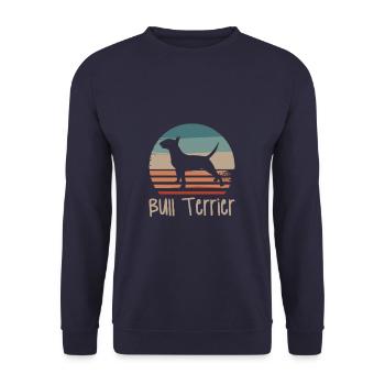 Vintage Retro Bullterrier Hund Liebhaber - Unisex Pullover - Navy - Vorne - Alina (178cm) & Michal (187cm)