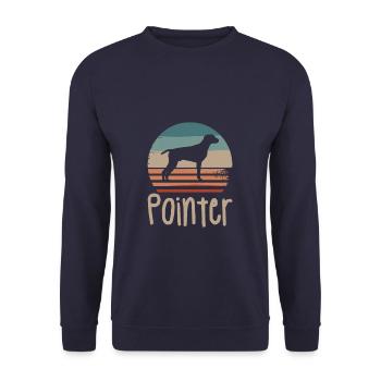 Vintage Retro Pointer Hund GSP Liebhaber - Unisex Pullover - Navy - Vorne - Alina (178cm) & Michal (187cm)