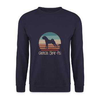 Vintage Rétro Chinois Shar-Pei Dog Lover - Sweat-shirt Unisexe - marine - Devant - Alina (178cm) & Michal (187cm)