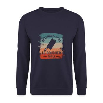 Détendez-Vous Le Boucher Est Là Boucherie - Sweat-shirt Unisexe - marine - Devant - Alina (178cm) & Michal (187cm)