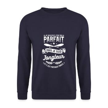 Je Suis Peut-Etre Pas Parfait Mais Je Suis - Sweat-shirt Unisexe - marine - Devant - Alina (178cm) & Michal (187cm)