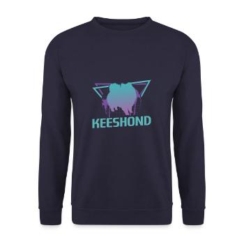 Retro Keeshond Dog Lover - Unisex Sweatshirt - navy - Front - Alina (178cm) & Michal (187cm)