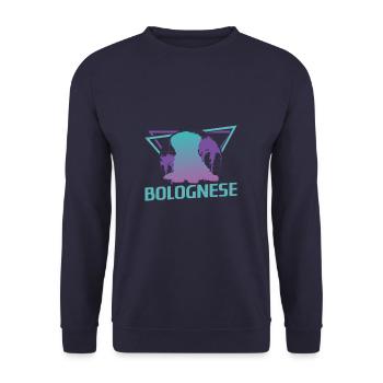 Retro Bolognese Dog Lover - Unisex Sweatshirt - navy - Front - Alina (178cm) & Michal (187cm)