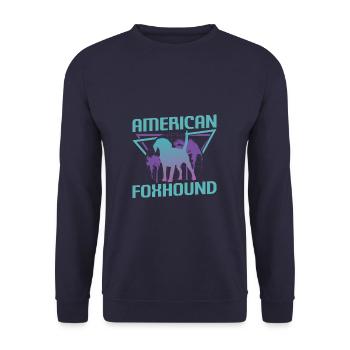 Amoureux des chiens Foxhound rétro américain - Sweat-shirt Unisexe - marine - Devant - Alina (178cm) & Michal (187cm)