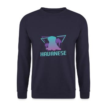 Retro Havanese Dog Lover - Unisex Sweatshirt - navy - Front - Alina (178cm) & Michal (187cm)