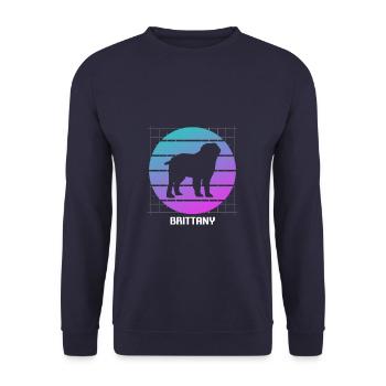 Retro Brittany Dog Lover - Unisex Sweatshirt - navy - Front - Alina (178cm) & Michal (187cm)