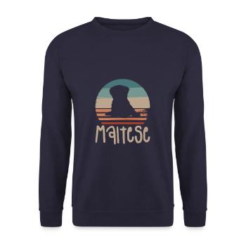 Amant de chien maltais rétro vintage - Sweat-shirt Unisexe - marine - Devant - Alina (178cm) & Michal (187cm)