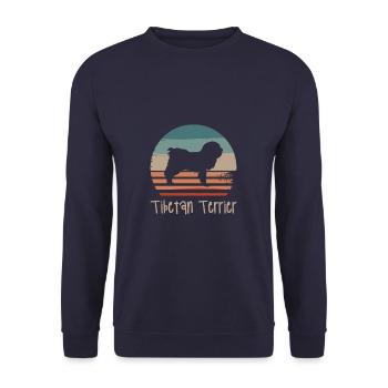 Vintage Retro Tibetan Terrier Dog Lover - Unisex Sweatshirt - navy - Front - Alina (178cm) & Michal (187cm)
