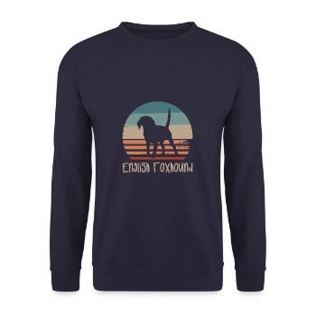 Amant de chien foxhound anglais rétro vintage - Sweat-shirt Unisexe - marine - Devant - Alina (178cm) & Michal (187cm)