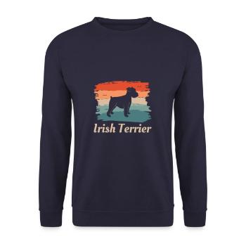 Vintager Retro irischer Terrier-Hundeliebhaber - Unisex Pullover - Navy - Vorne - Alina (178cm) & Michal (187cm)