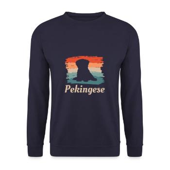 Vintage Retro Pekingese Dog Lover - Unisex Sweatshirt - navy - Front - Alina (178cm) & Michal (187cm)