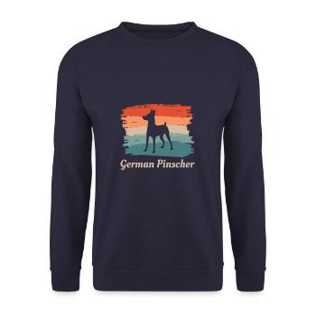 Vintage Retro German Pinscher Dog Lover - Unisex Sweatshirt - navy - Front - Alina (178cm) & Michal (187cm)