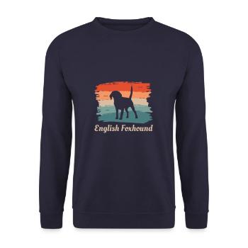 Amant de chien foxhound anglais rétro vintage - Sweat-shirt Unisexe - marine - Devant - Alina (178cm) & Michal (187cm)