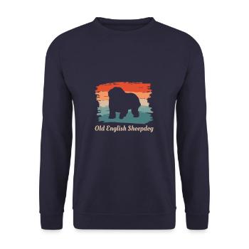 Vintage Retro Old English Sheepdog Dog Lover - Sweat-shirt Unisexe - marine - Devant - Alina (178cm) & Michal (187cm)