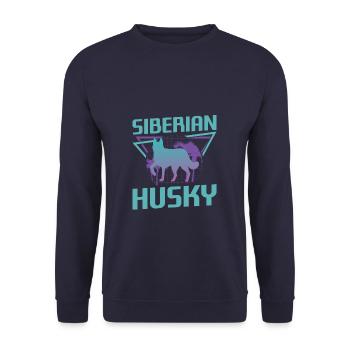 Retro Siberian Husky Huskies Dog Lover - Unisex Sweatshirt - navy - Front - Alina (178cm) & Michal (187cm)