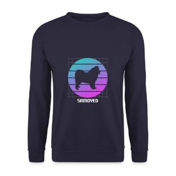Amoureux des chiens Samoyède rétro - Sweat-shirt Unisexe - marine - Devant - Alina (178cm) & Michal (187cm)